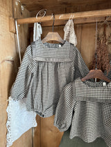 ［OREN］Bobo check sailor rompers