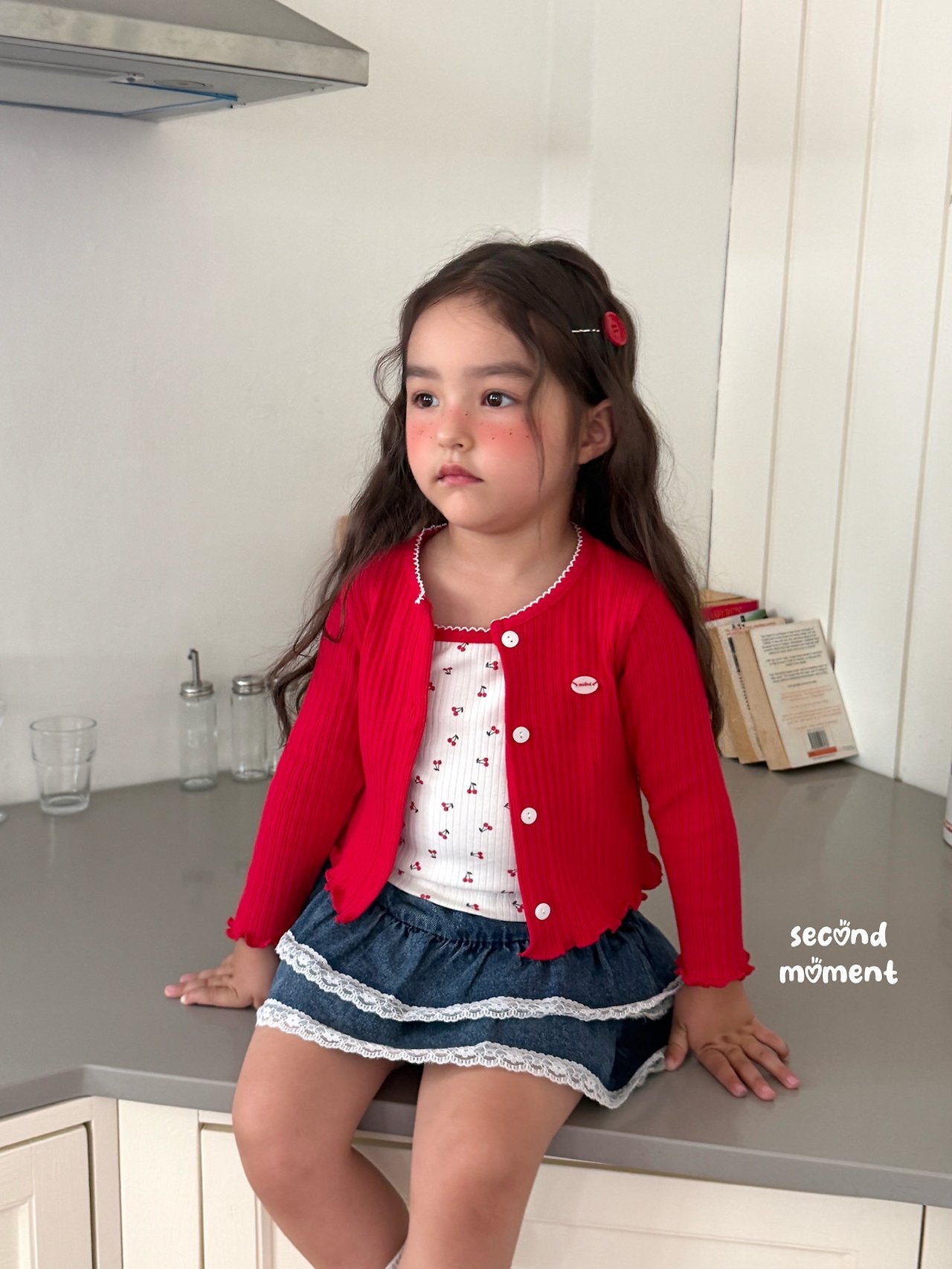 ［second moment］Cherry cardigan & camisole set