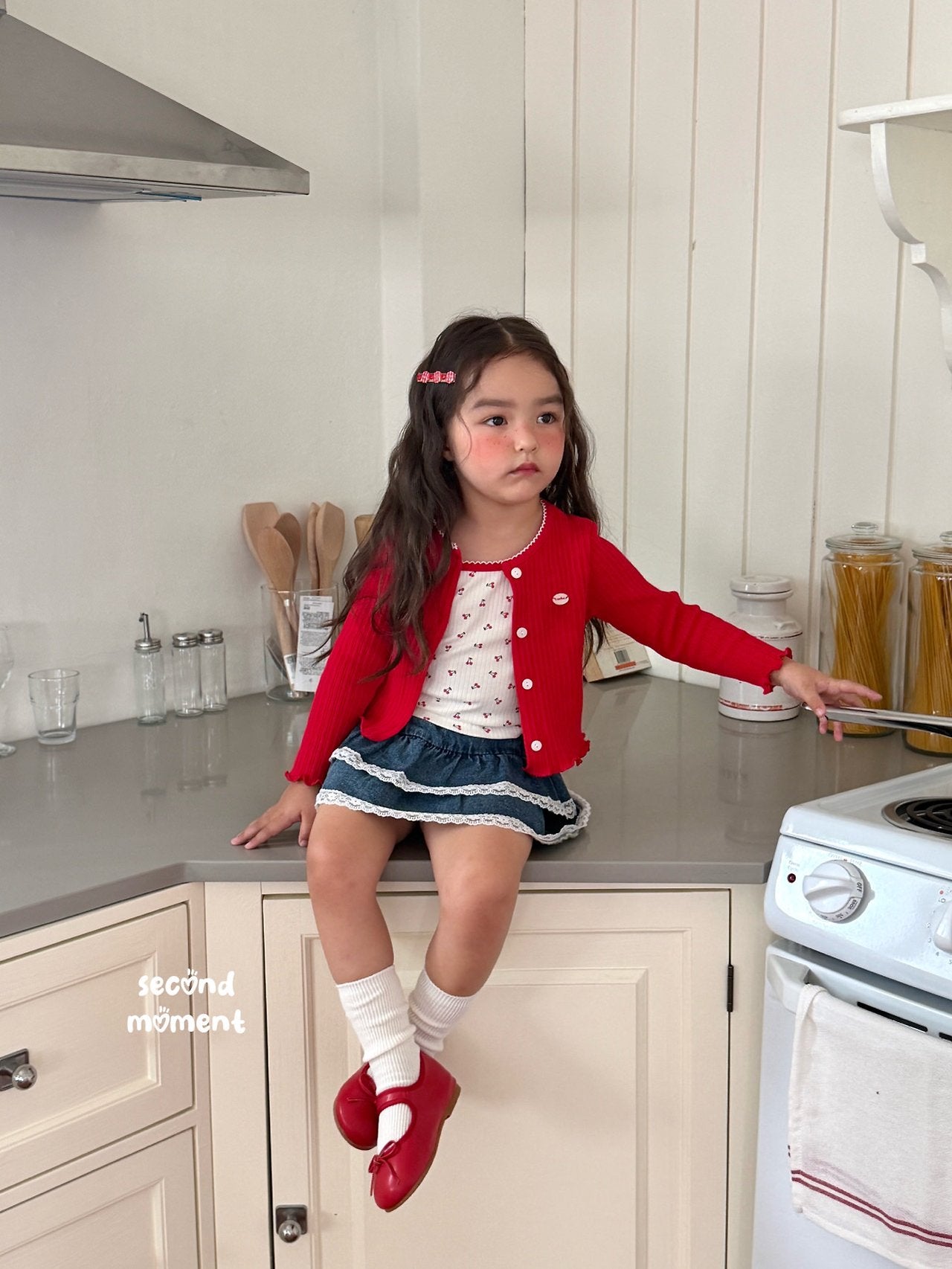 ［second moment］Cherry cardigan & camisole set