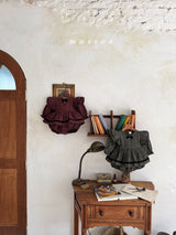 ［marron］Tree check ribbon rompers