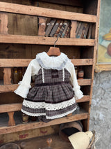 ［marron］Buruni check ribbon rompers