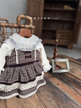 ［marron］Buruni check ribbon rompers