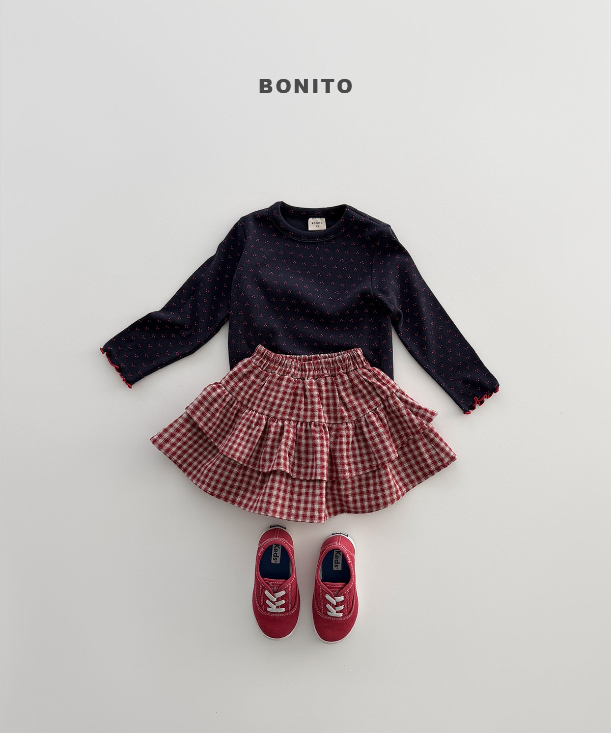 ［Bonito］Check cancan skirt