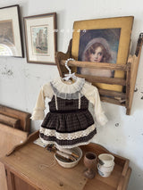 ［marron］Buruni check ribbon rompers