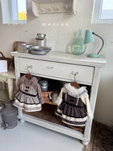 ［marron］Buruni check ribbon rompers