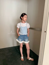 ［comma］Line heart puff tee