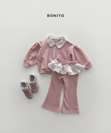 ［Bonito］Shirring collar zip up set