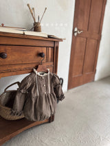 ［marron］Chickles check frill rompers