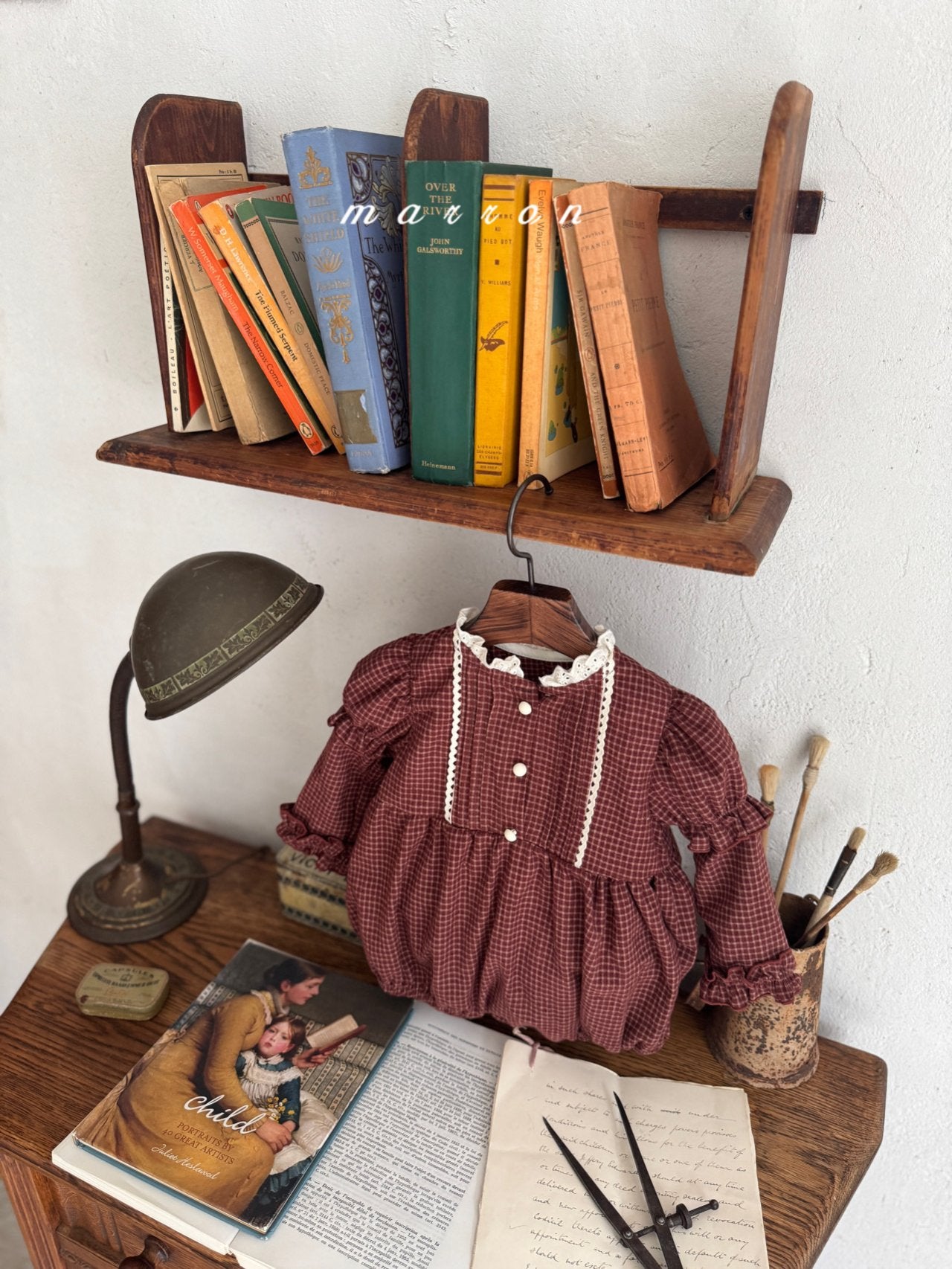 ［marron］Chickles check frill rompers