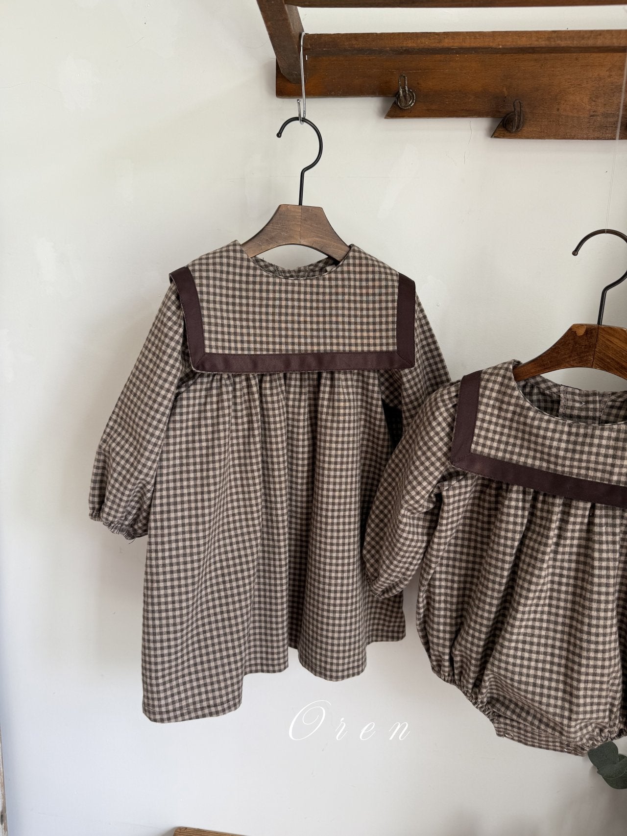 ［OREN］Bobo check sailor one-piece