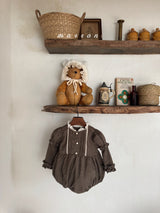 ［marron］Chickles check frill rompers