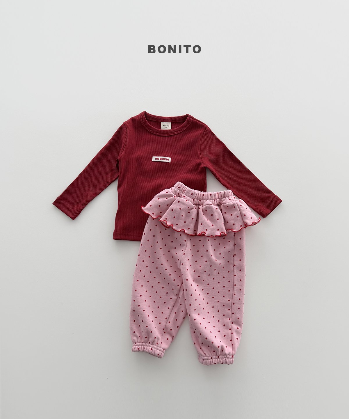 ［Bonito］Dot frill jpgger pants