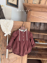 ［marron］Chickles check frill rompers