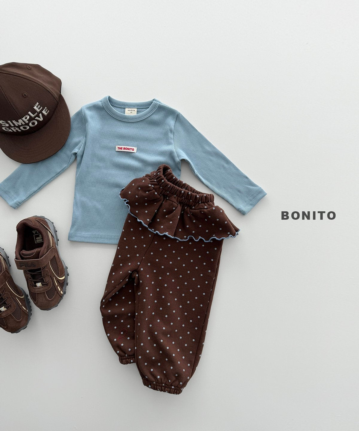 ［Bonito］Dot frill jpgger pants