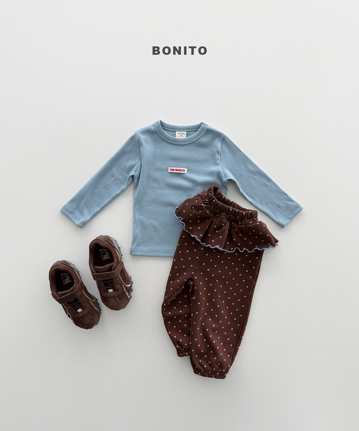 ［Bonito］Dot frill jpgger pants