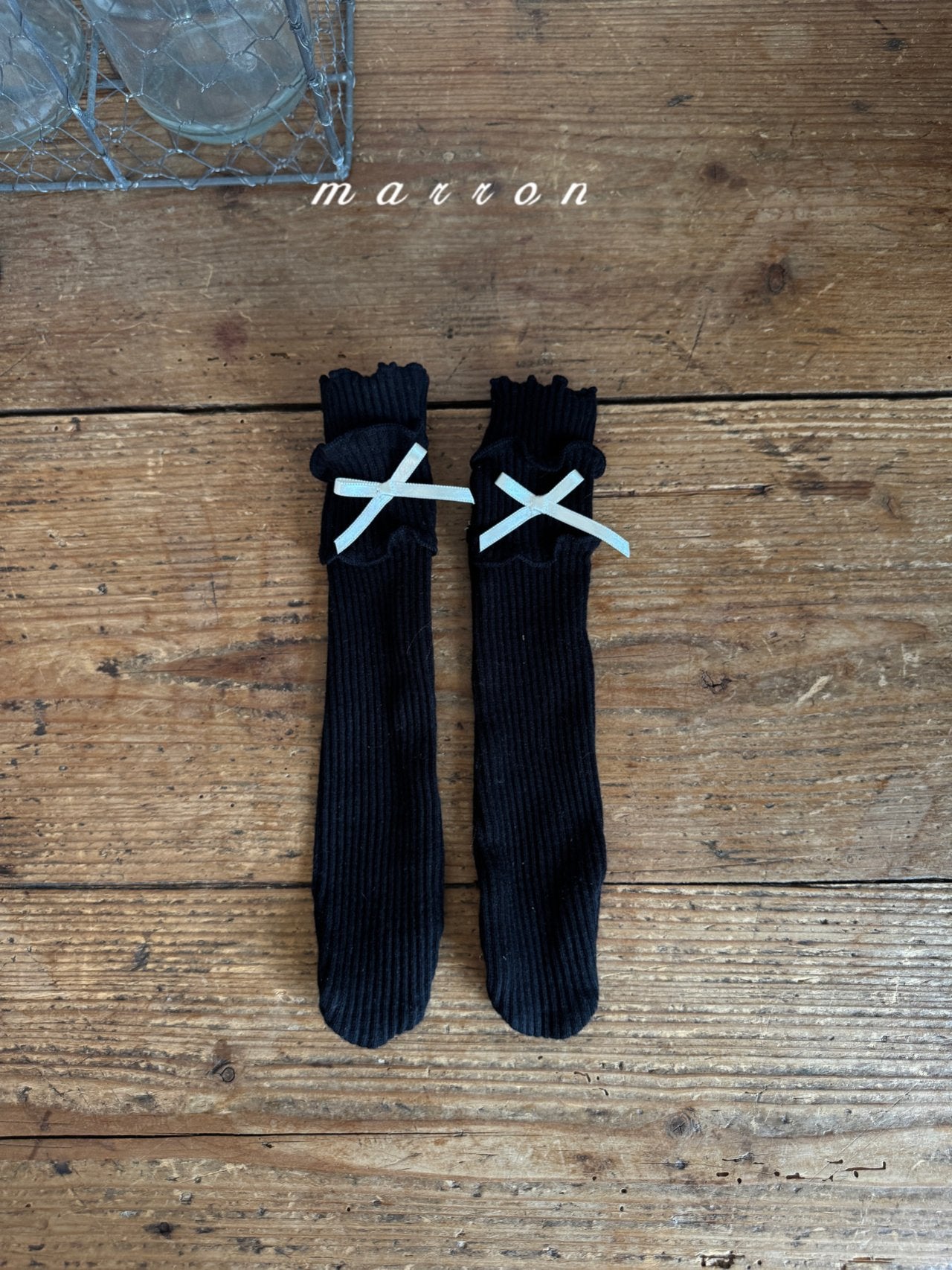 ［marron］Ribbon rib socks