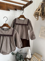 ［OREN］Bobo check sailor rompers