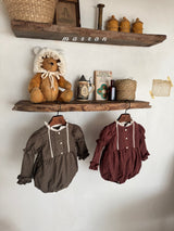 ［marron］Chickles check frill rompers