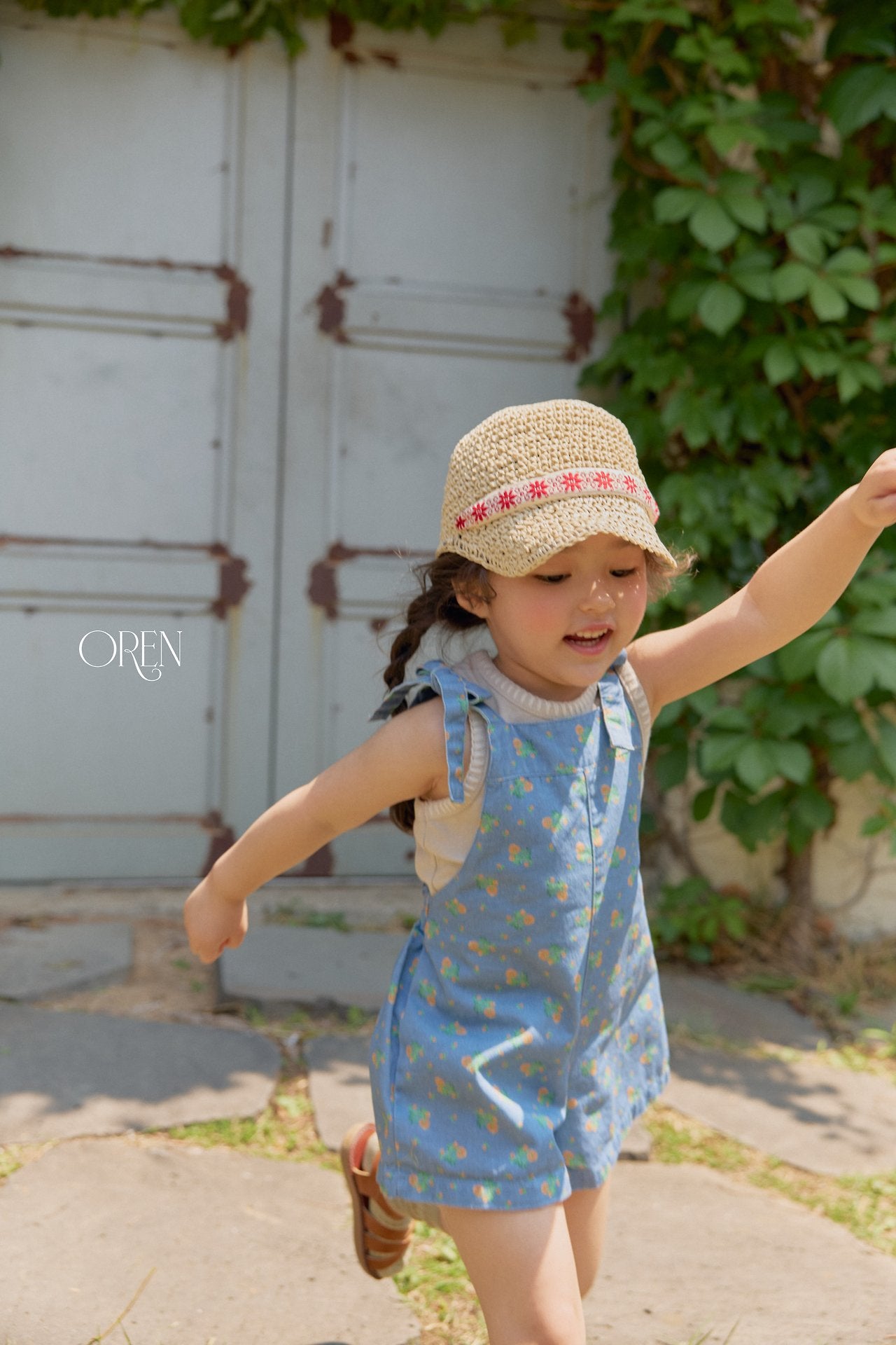 ［OREN］Rosie flower ribbon paper bucket hat