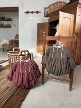 ［marron］Chickles check frill rompers