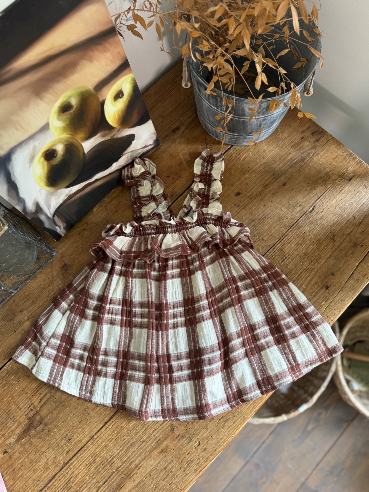 ［marron］Check shirring one-piece