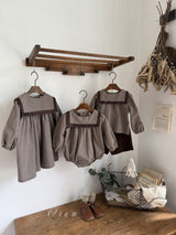 ［OREN］Bobo check sailor rompers