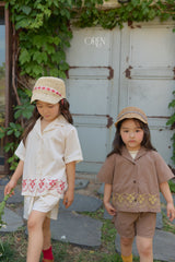 ［OREN］Rosie flower ribbon paper bucket hat