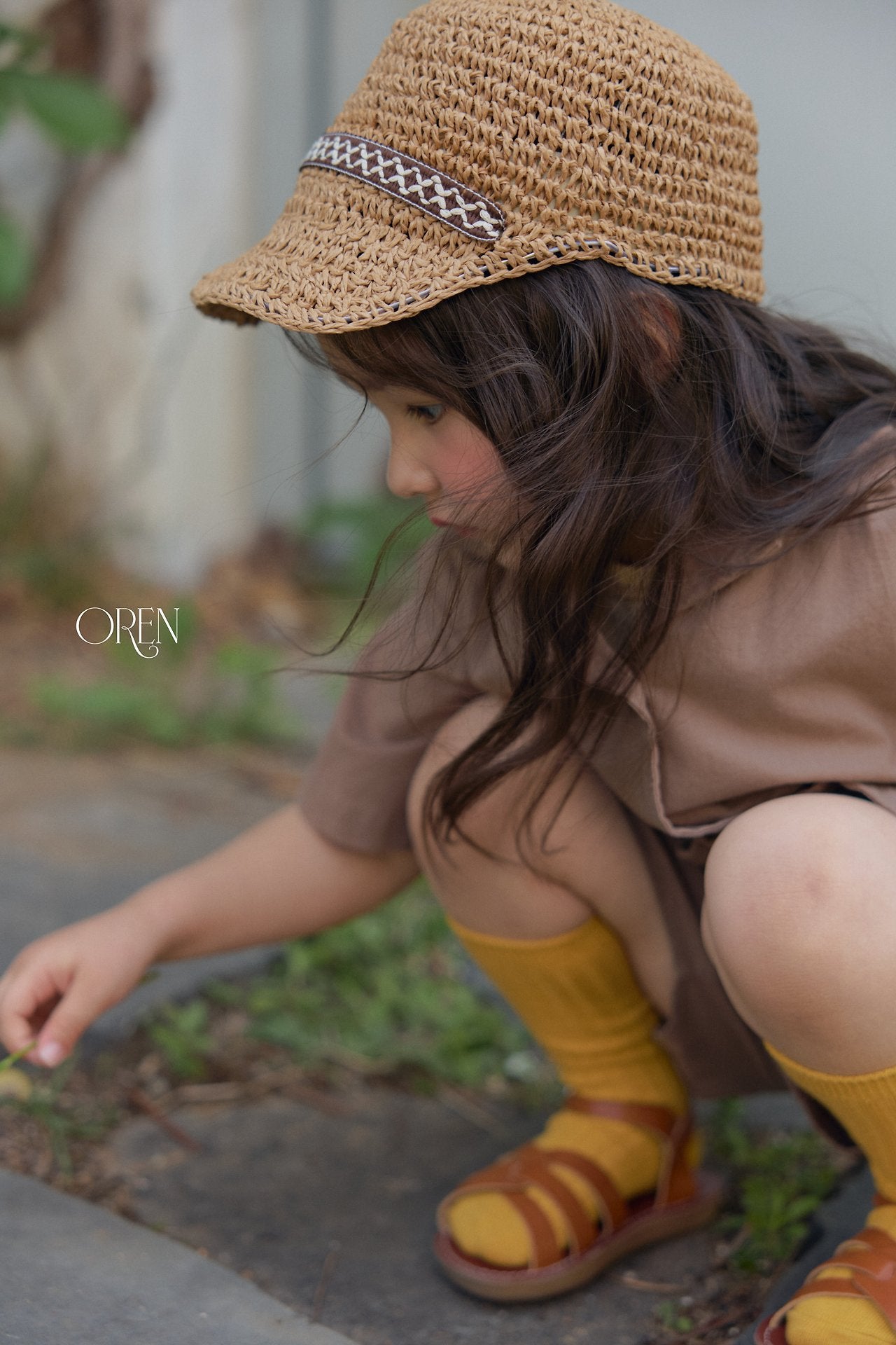 ［OREN］Rosie flower ribbon paper bucket hat