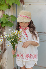 ［OREN］Rosie flower ribbon paper bucket hat