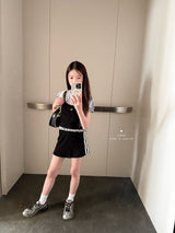［comma］Line heart puff tee