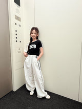 ［comma］Line ribbon rustling pants