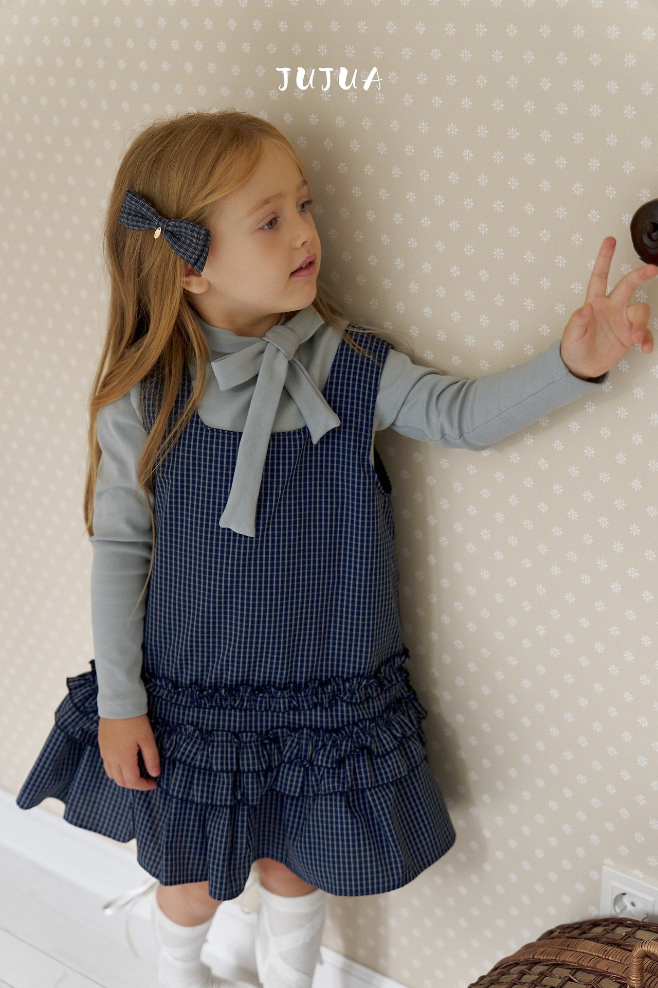 ［jujua］Check frill one-piece