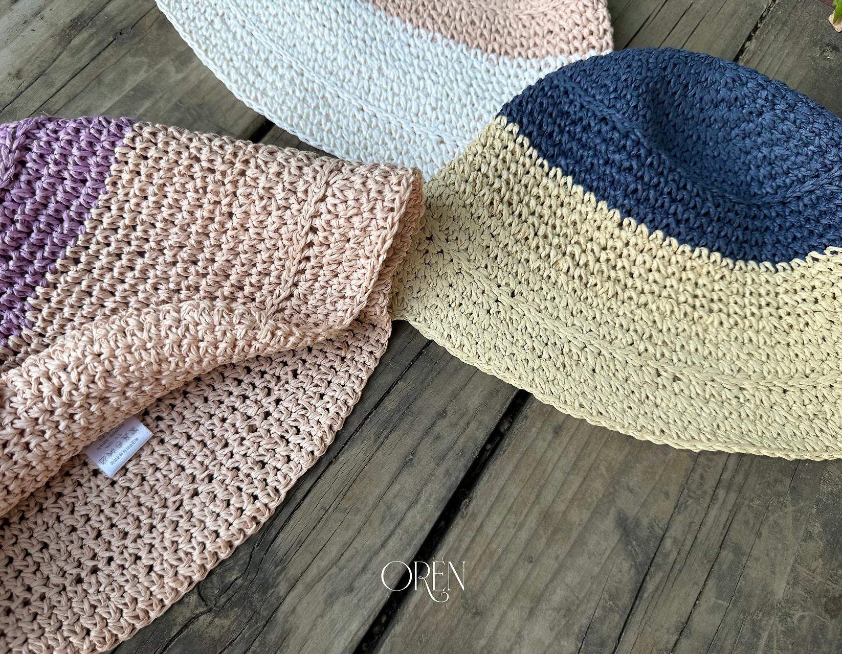 ［OREN］Tow tone paper bucket hat