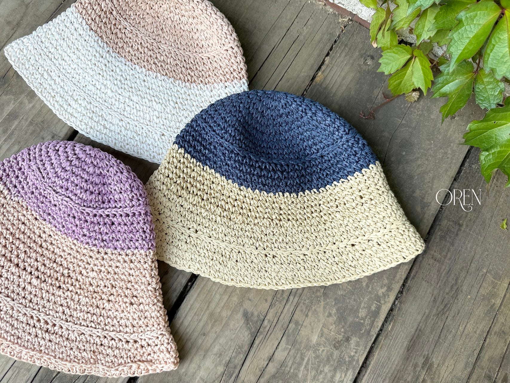 ［OREN］Tow tone paper bucket hat