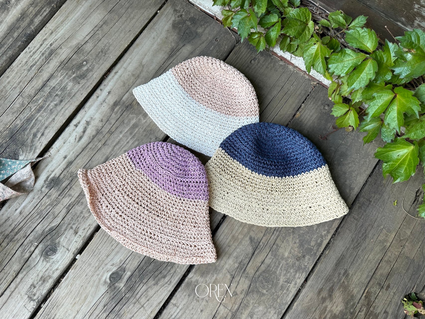 ［OREN］Tow tone paper bucket hat