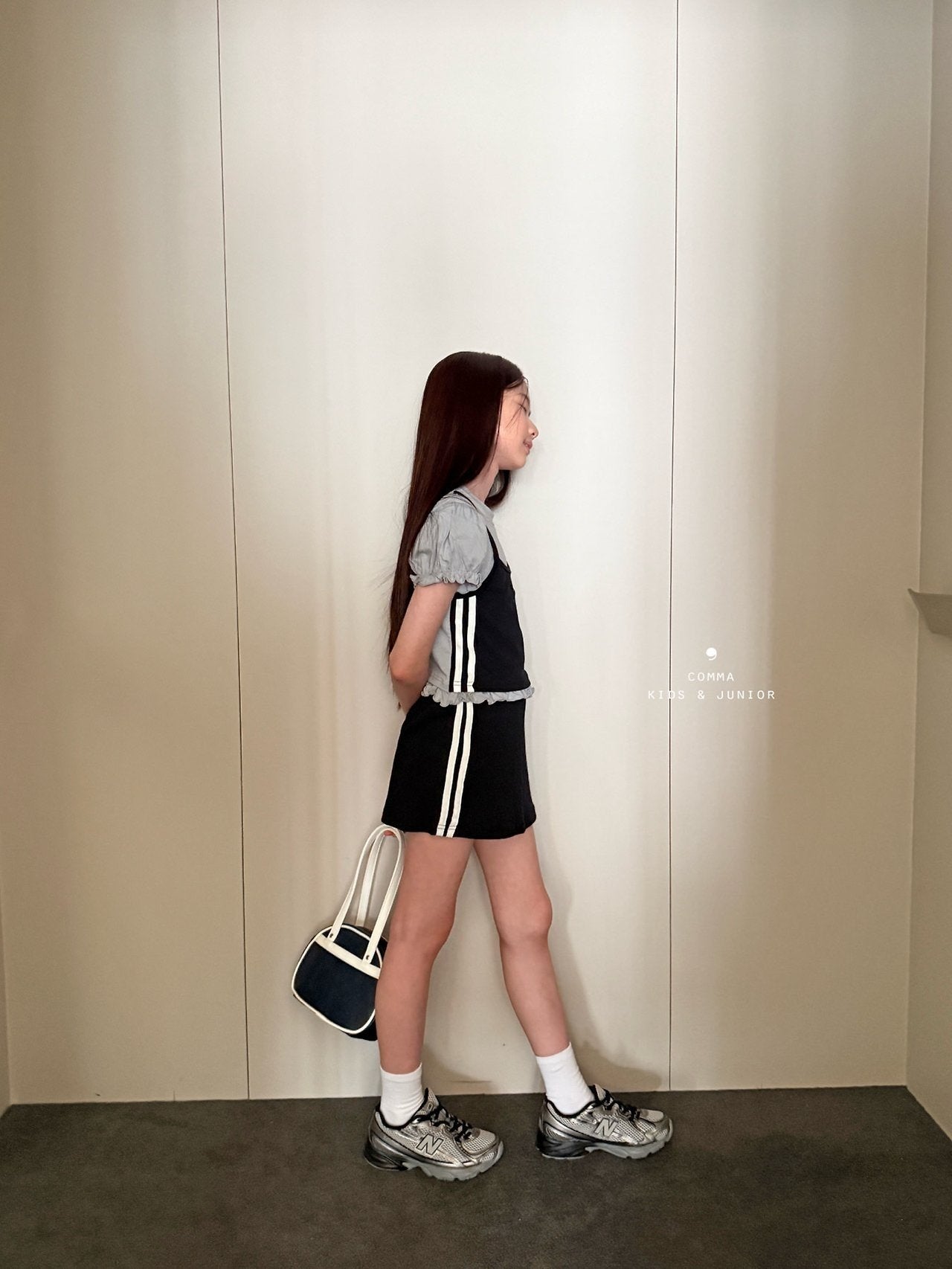 ［comma］Line heart puff tee