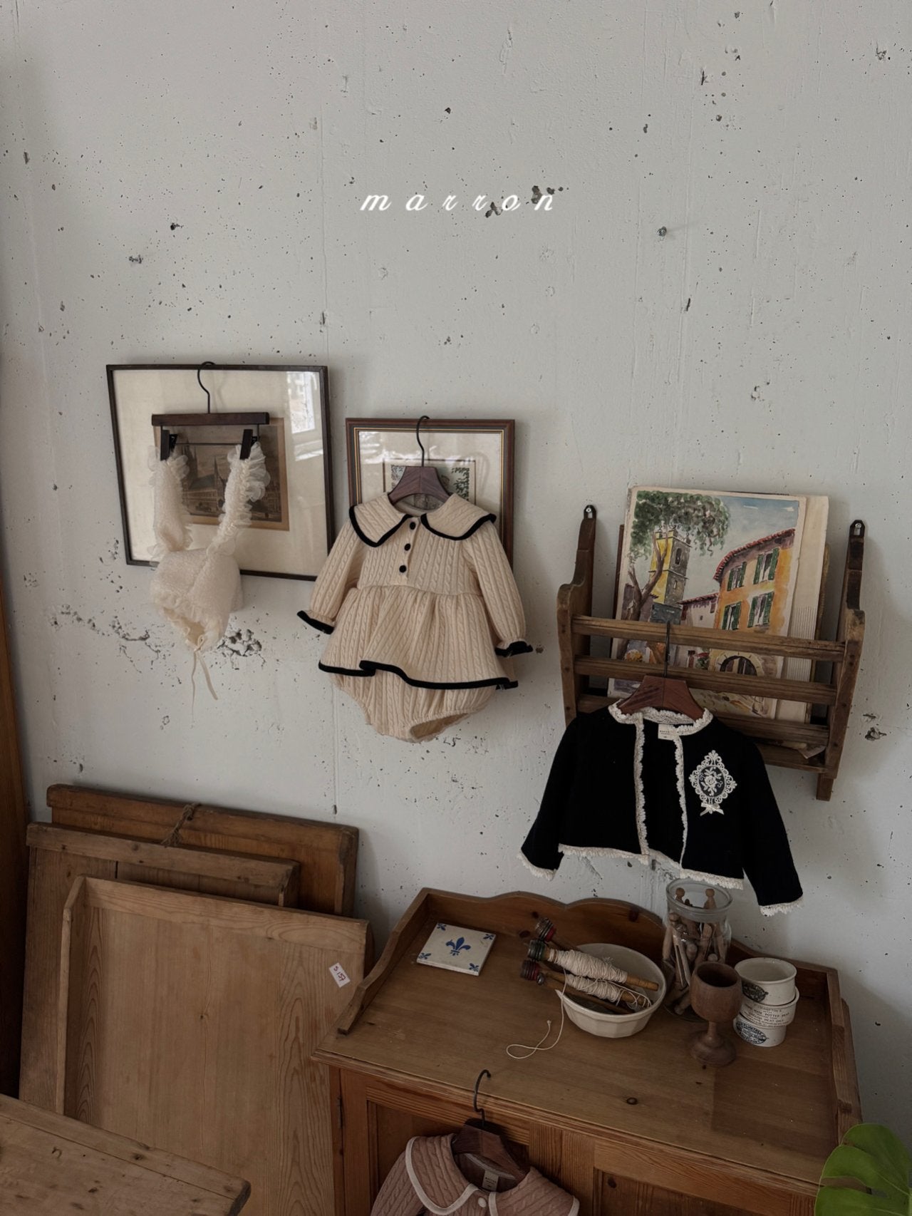 ［marron］Friel knit collar rompers