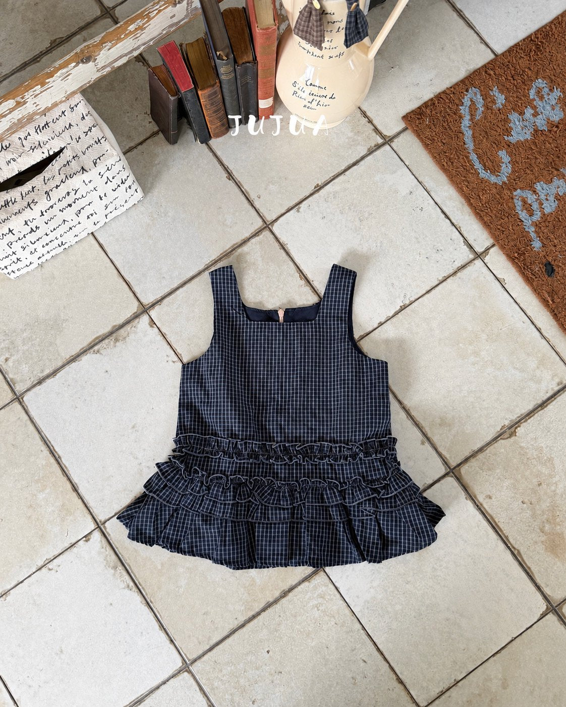 ［jujua］Check frill one-piece