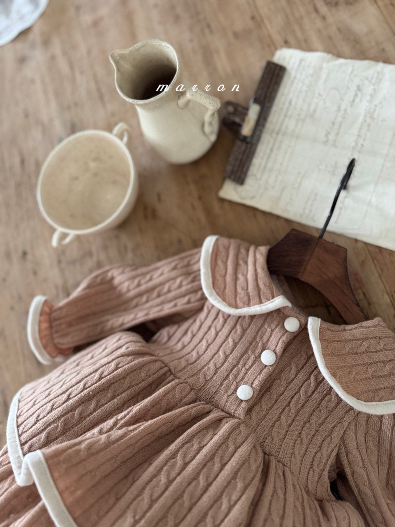 ［marron］Friel knit collar rompers