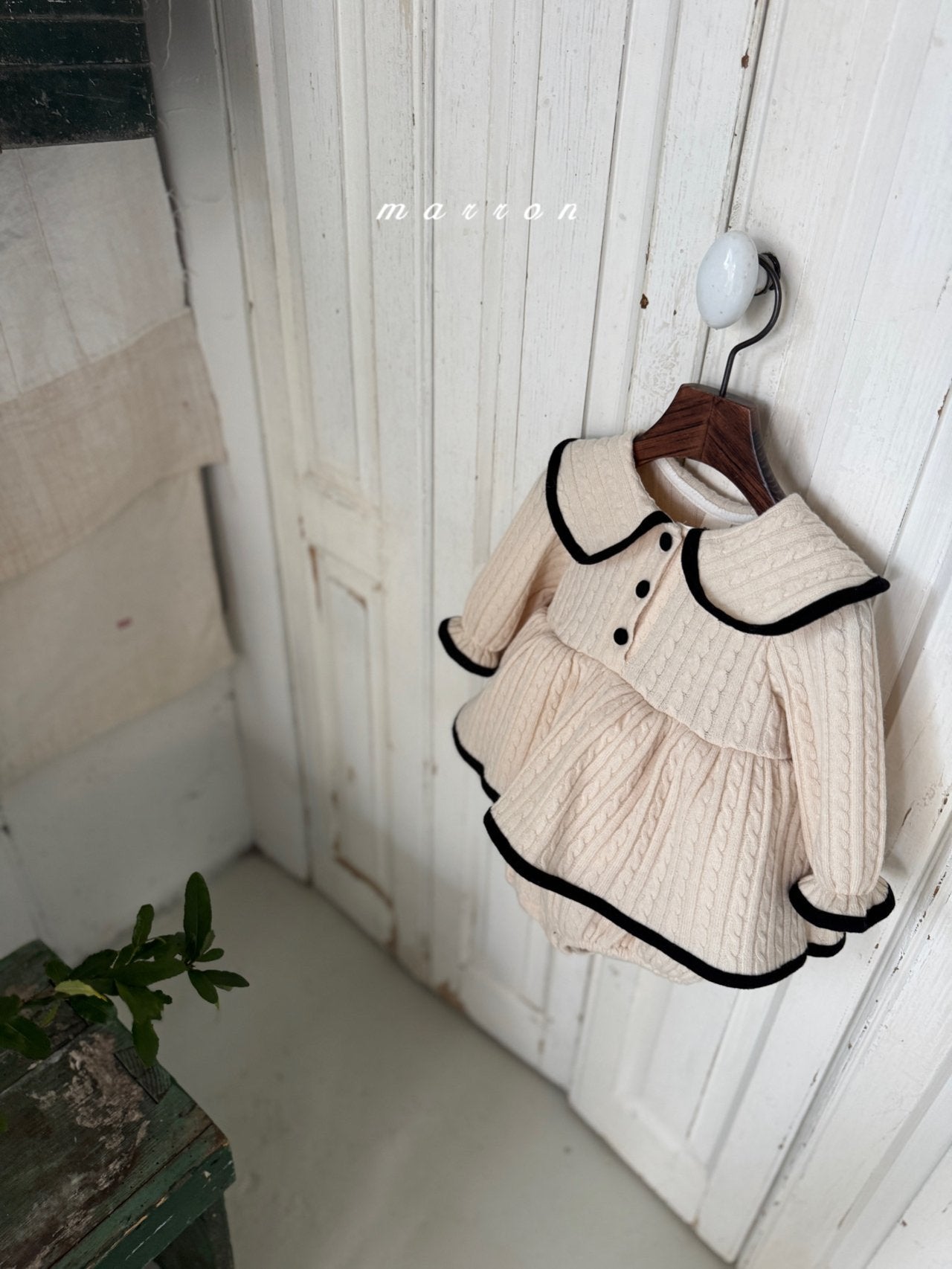 ［marron］Friel knit collar rompers