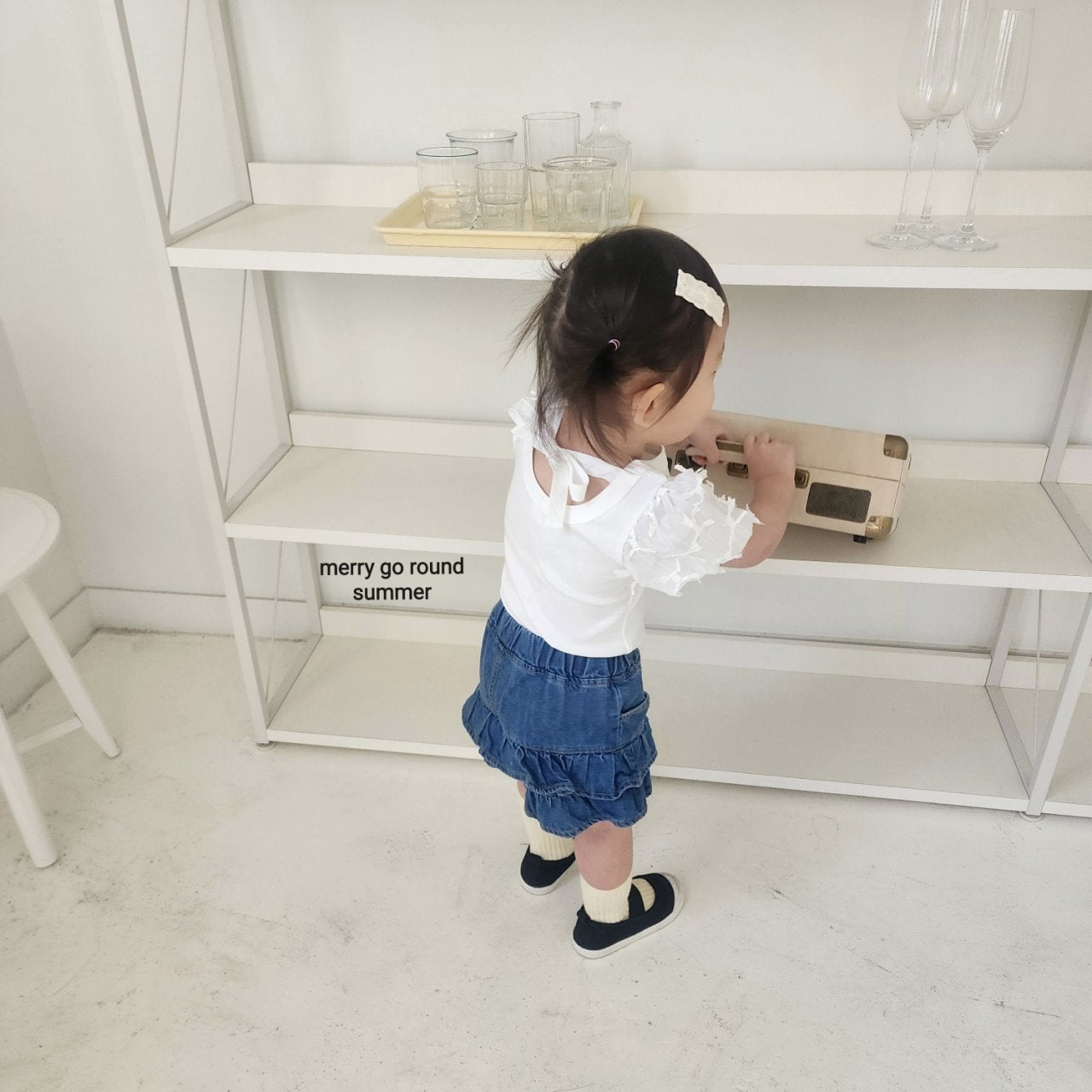［merry go round］Ribbon sleeve tee