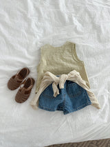 ［minirobe］Open pocket denim short pants