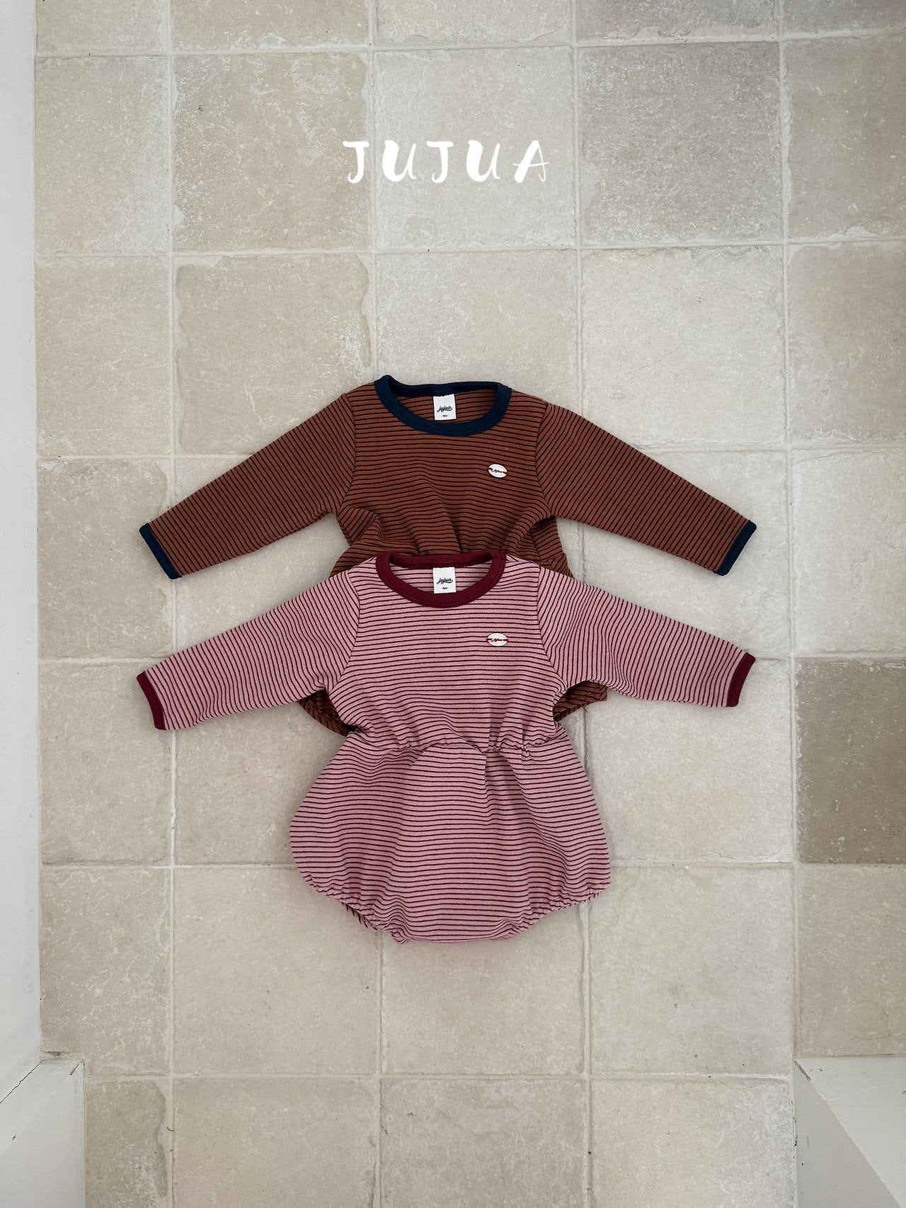 ［jujua］Momo stripe rompers