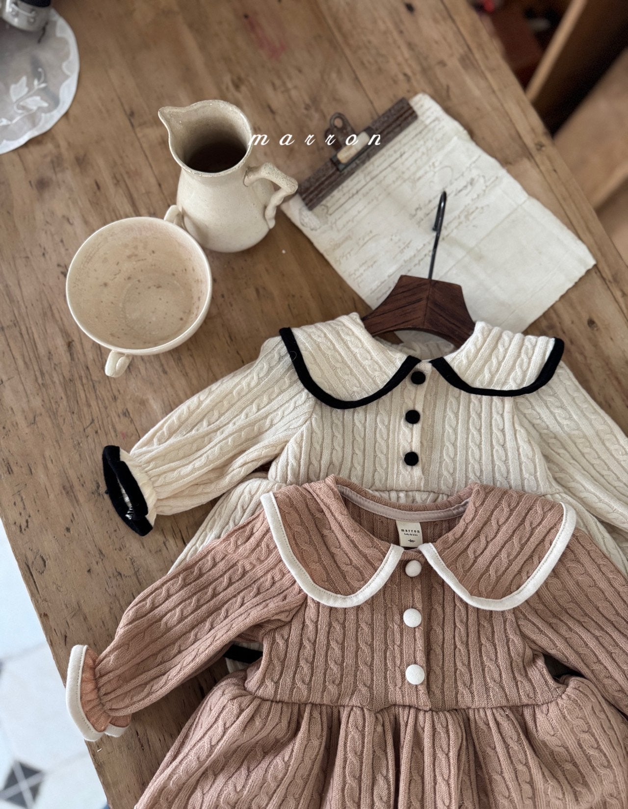 ［marron］Friel knit collar rompers