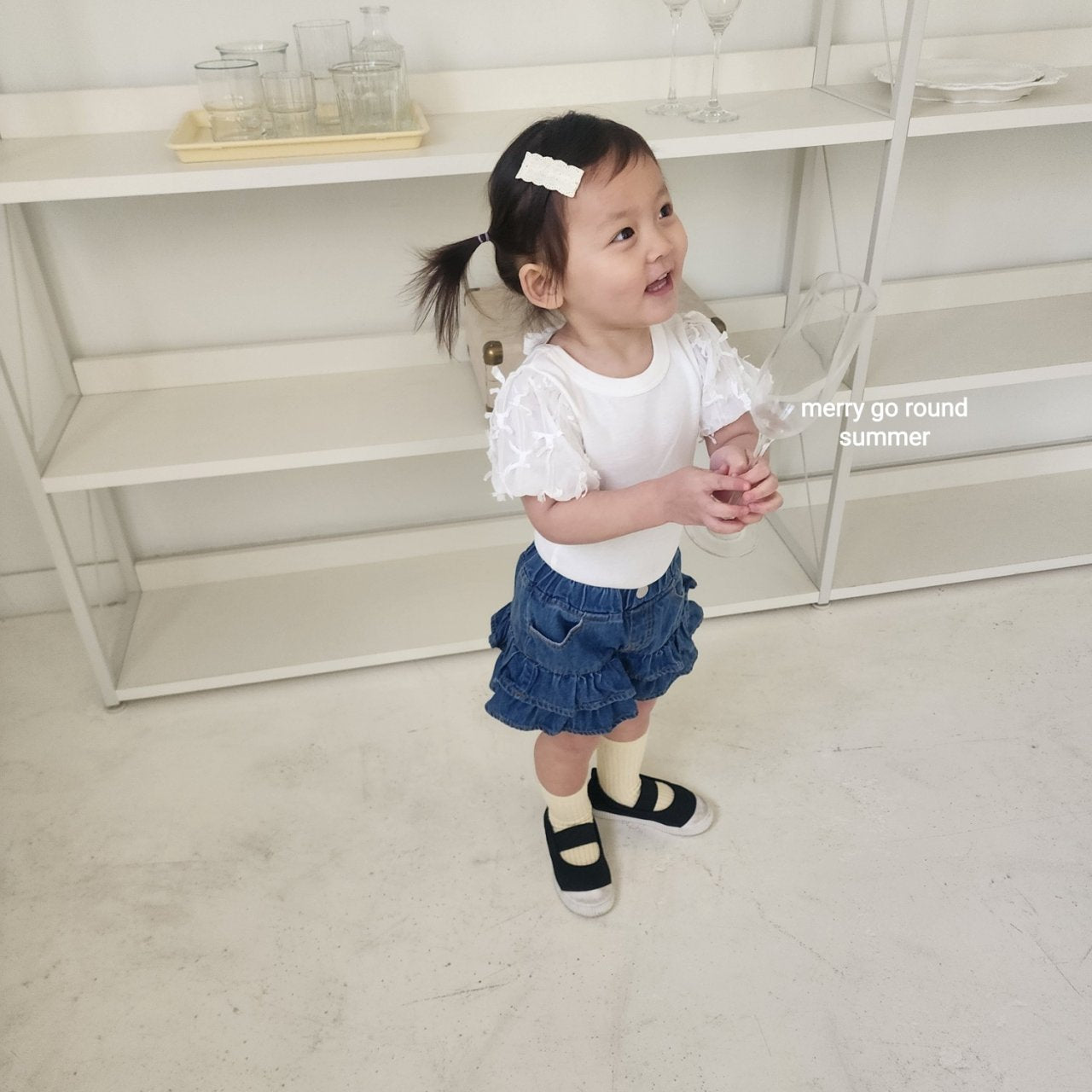 ［merry go round］Ribbon sleeve tee