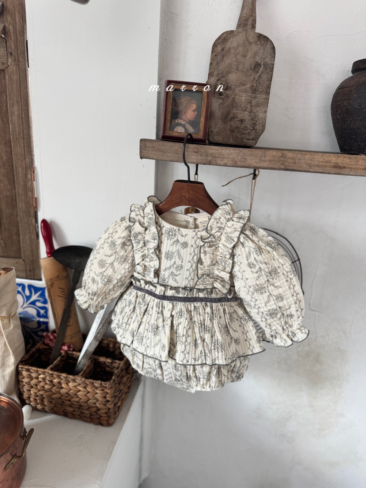 ［marron］Post flower rompers