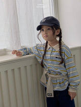 ［LINDO］Stripe collar tops