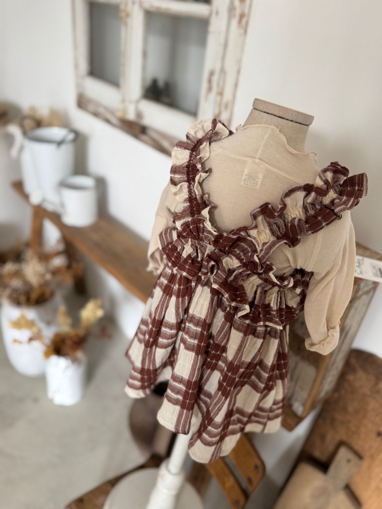 ［marron］Check shirring one-piece