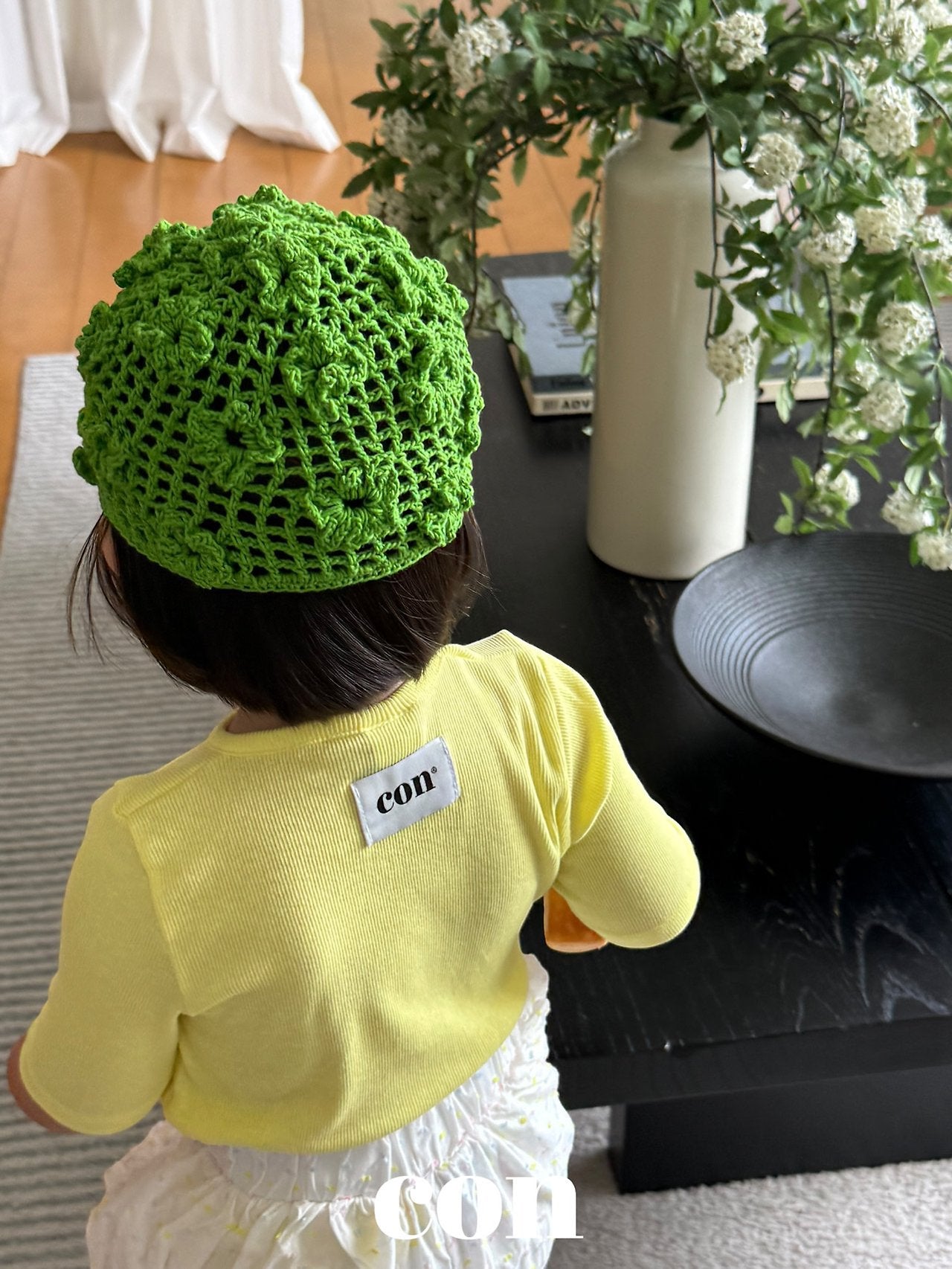 ［con］Soft flower knit beanie
