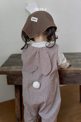 ［jujua］Stripe bunny overalls